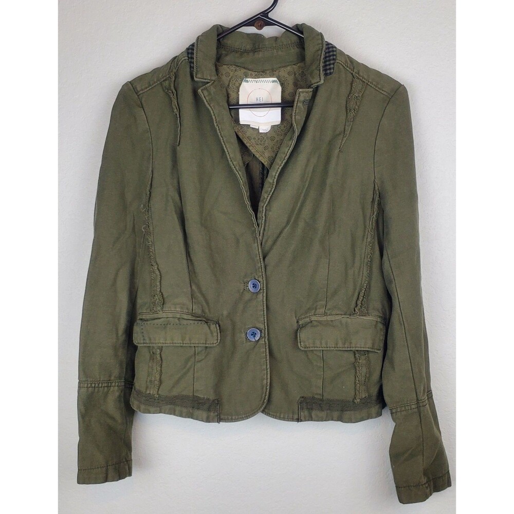 Hei Hei Anthropologie Women's Size 4 Olive Green Military Blazer Jacket